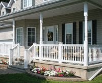 Vinyl railings on a cemented deck