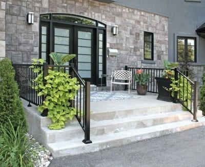 Steel railings on a porch