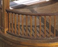 Wooden railings on deck