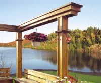 Outdoor wooden railing & archway