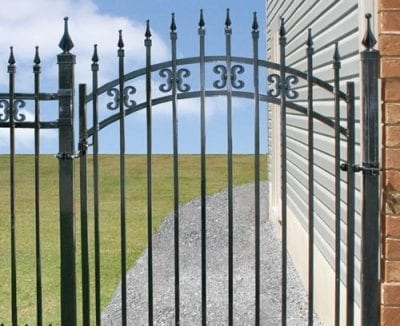 Iron gate leading to back yard