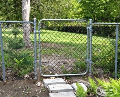 black on galvalume chain link gate