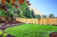 Beautiful backyard with newly replaced wood fence