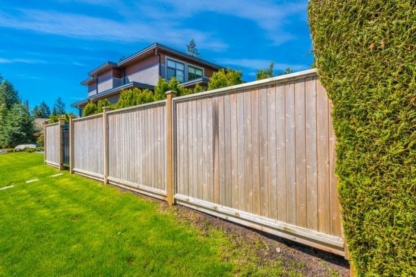 Image of newly built fence in backyard