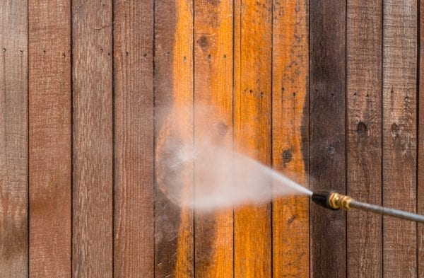 Power washing wood fence