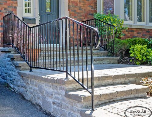 How does the hand rail on an iron railing end?