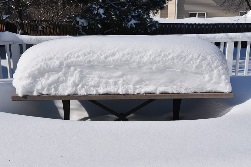 picnic table snow