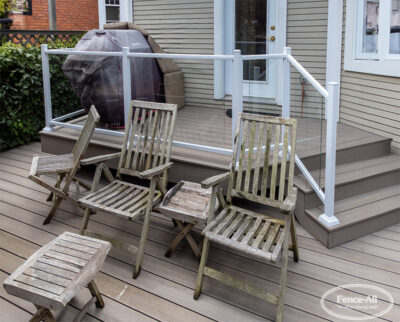 clear glass on standard aluminum railing