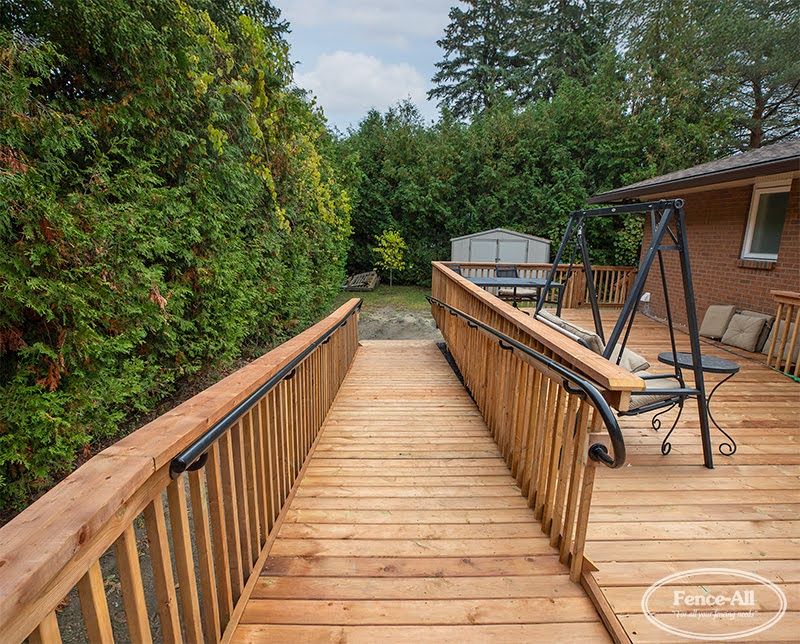 A wheelchair-accessible ramp at a group home for individuals with developmental disabilities.