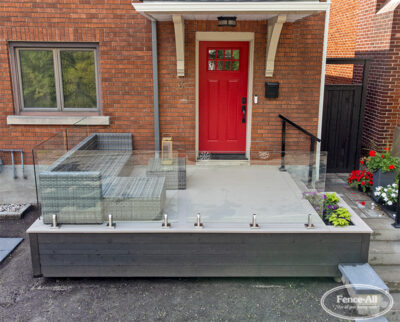 pure glass railing w/stainless feet