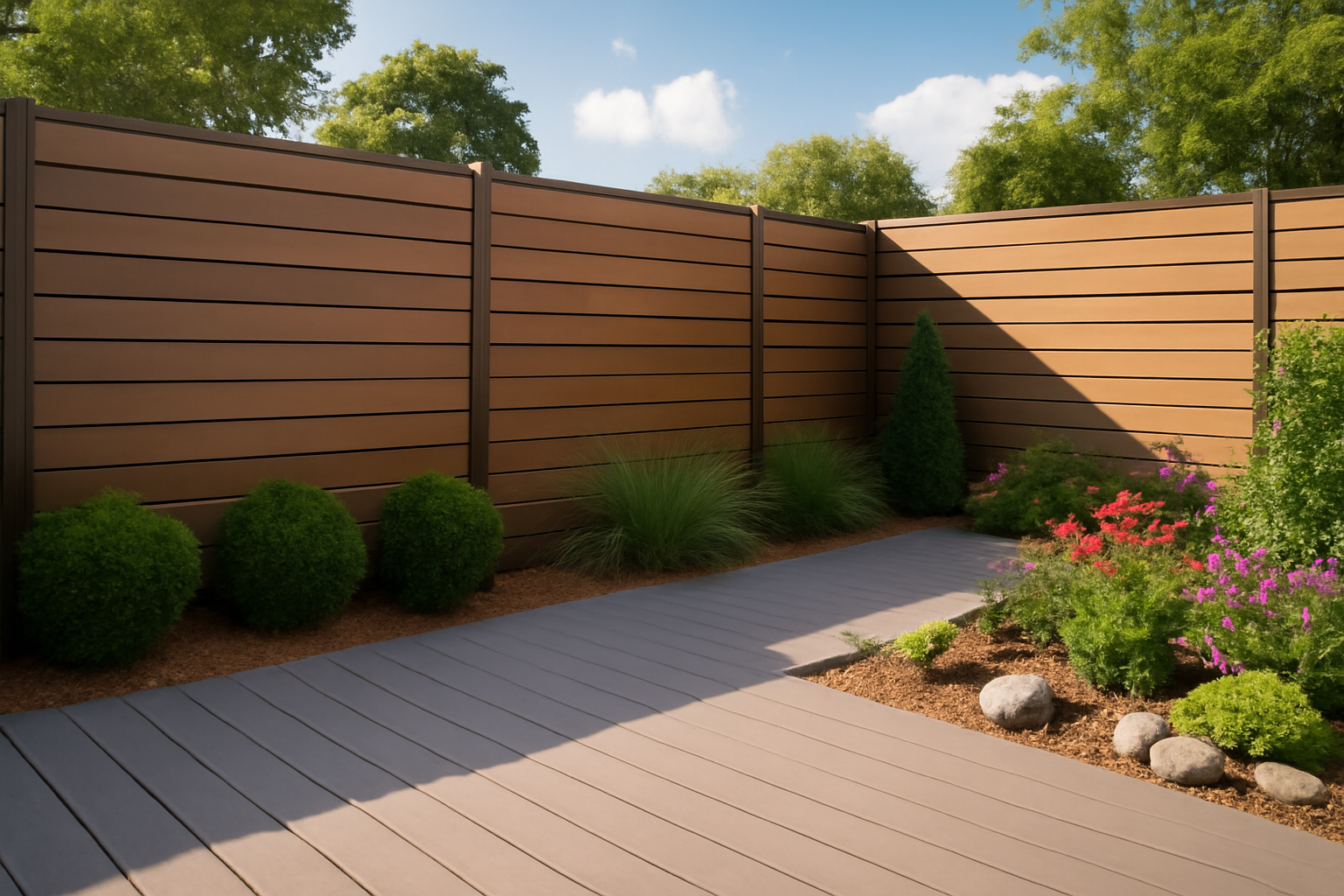 AI generated image of a fence with a stone pathway.