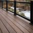 A simple yet attractive low-maintenance deck that looks great in a fenced yard during winter months.