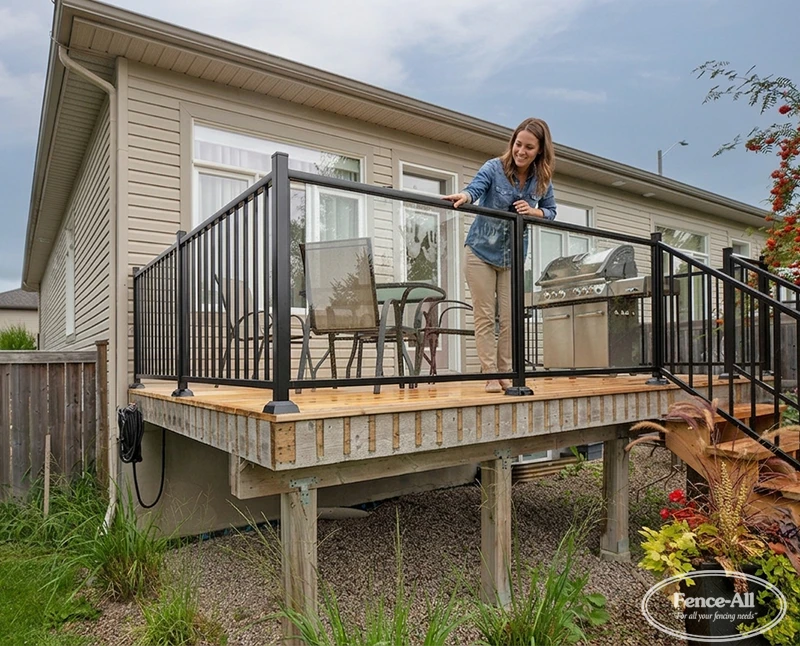 glass on sleek aluminum railing